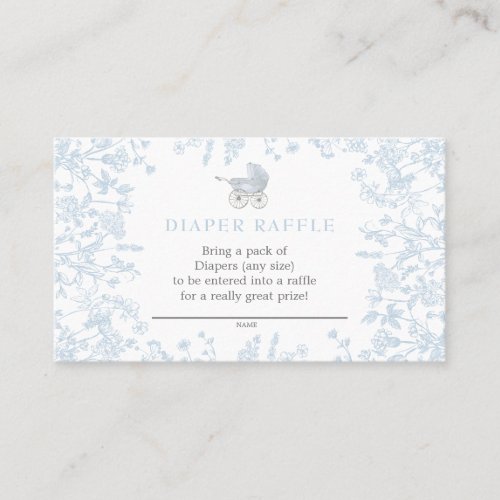 Blue Chinoiserie floral diaper raffle card game Business Card