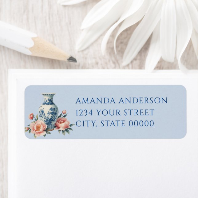 Blue Chinoiserie Floral  Label (Insitu)