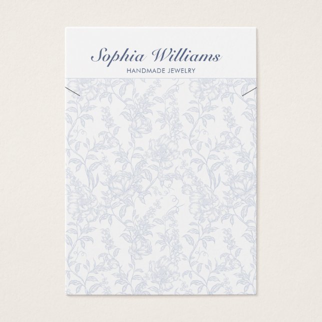 Blue Chinoiserie Floral Necklace Display Card (Front)