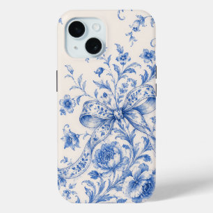 Blue Chinoiserie Floral Ribbon Phone Case