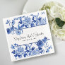 Blue Chinoiserie Floral Watercolor Bridal Shower  Paper Dinner Napkins
