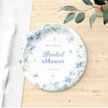 Blue Chinoiserie Floral Watercolor Bridal Shower Paper Plates<br><div class="desc">This visual masterpiece seamlessly weaves the iconic beauty of blue and white with the ethereal allure of watercolor artistry. The items, adorned with delicate Chinese motifs. Delicate blossoms and butterflies dance gracefully across piece, capturing the essence of refined beauty. The watercolor strokes add a touch of whimsy and grace, transforming...</div>