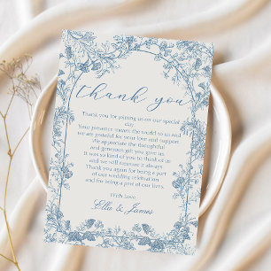 Blue Chinoiserie Floral Wedding Thank You Card