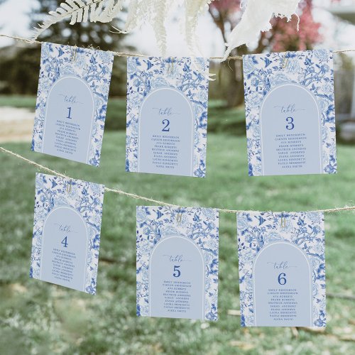 Blue Chinoiserie Garden Seating Chart Table Number