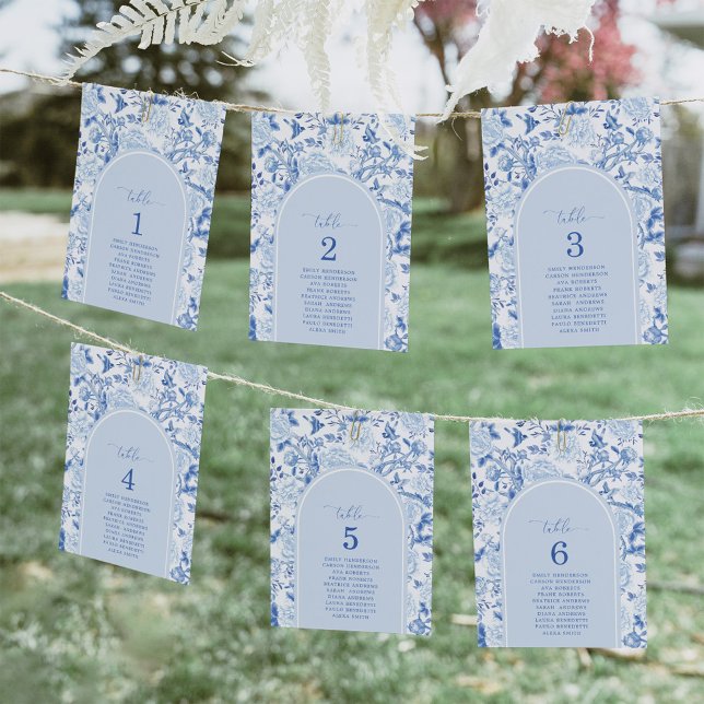 Blue Chinoiserie Garden Seating Chart Table Number (Creator Uploaded)