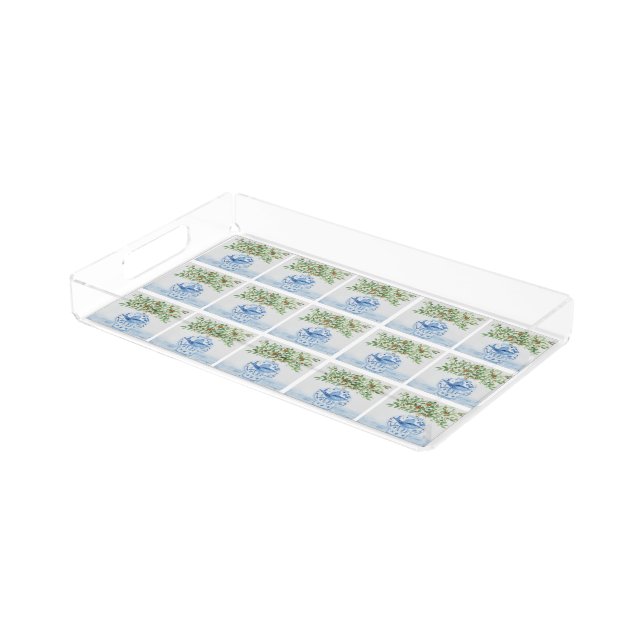 Blue Chinoiserie Ginger Jar Italian Tile Acrylic T Tray (Angled)
