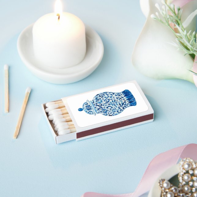 Blue Chinoiserie Ginger Jar Jars Matchboxes (Insitu)