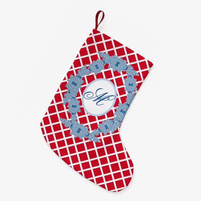 Blue Chinoiserie Ginger Jar Jars  Small Christmas  Small Christmas Stocking (Front (Hanging))