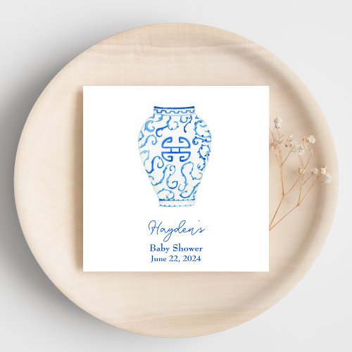 Blue Chinoiserie Ginger Jar Personalized Napkin
