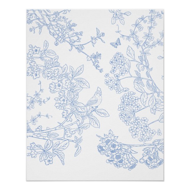 Blue Chinoiserie Glossy Poster (Front)