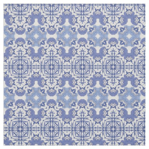 Blue chinoiserie horizontal repeat pattern fabric