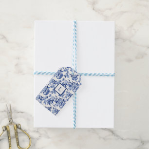 Blue Chinoiserie Monogram  Gift Tags