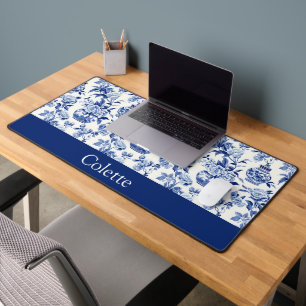 Blue Chinoiserie Monogram Name Desk Mat