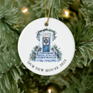 Blue Chinoiserie New House Christmas Ceramic Ornament