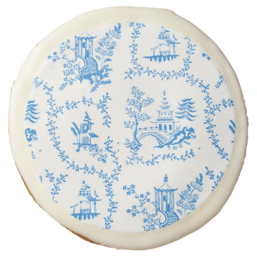 Blue Chinoiserie Pagoda Sugar Cookie