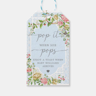 Blue Chinoiserie Pop When She Pops Favor Tag