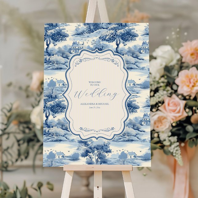 Blue Chinoiserie Porcelain Botanical Peony Wedding Foam Board (Creator Uploaded)