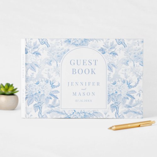 Blue chinoiserie porcelain gift wedding guest book