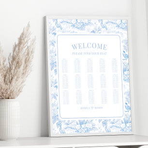 Blue chinoiserie porcelain wedding seating chart