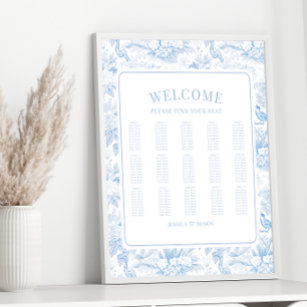 Blue chinoiserie porcelain wedding seating chart