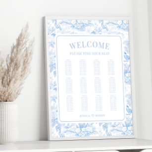 Blue chinoiserie porcelain wedding seating chart