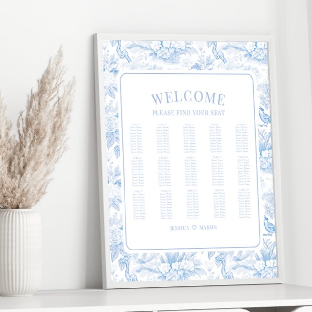 Blue chinoiserie porcelain wedding seating chart (Creator Uploaded)