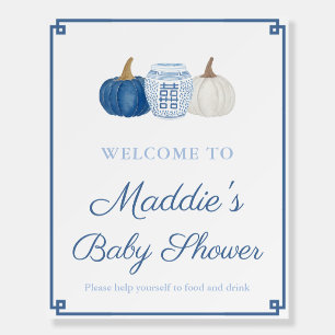 Blue Chinoiserie Pumpkin Wedding Shower Welcome Foam Board