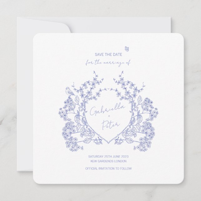 Blue Chinoiserie Save The Date (Front)