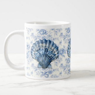 Blue Chinoiserie Shell Jumbo Ceramic Mug