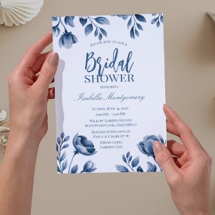 Blue Chinoiserie Style Bridal Shower Invitation