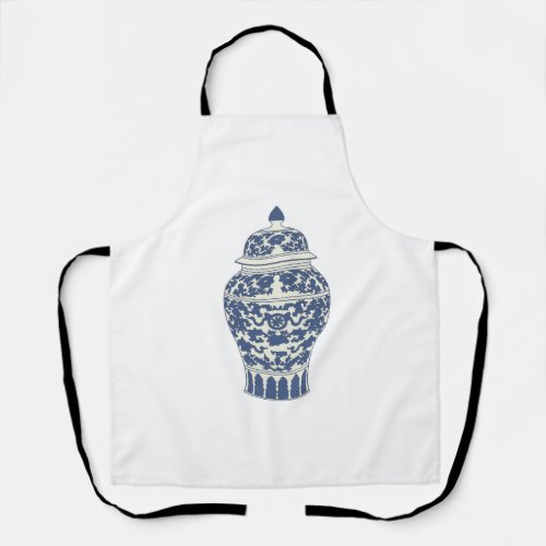  Blue Chinoiserie Temple Jar Apron