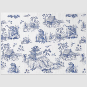 Blue Chinoiserie Tiger Blue Flow Decoupage Tissue Paper