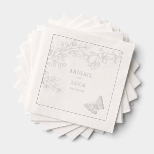 Blue Chinoiserie Toile de Jouy Wedding Foil Napkins