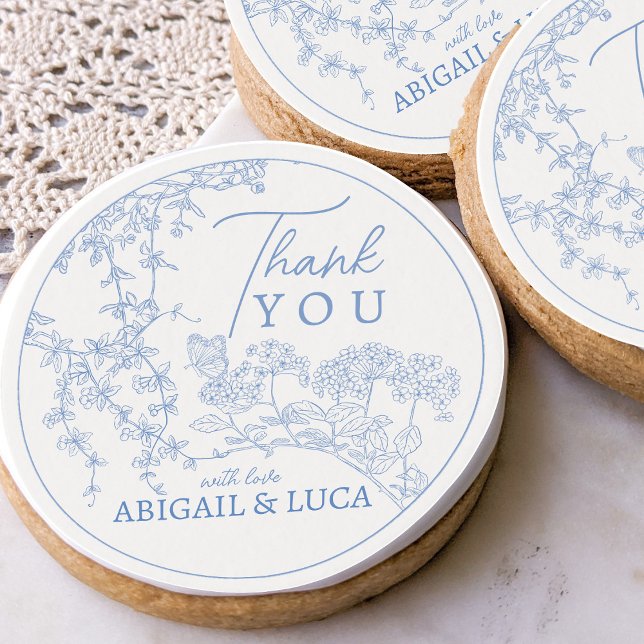 Blue Chinoiserie Toile de Jouy Wedding Program Sugar Cookie (Creator Uploaded)