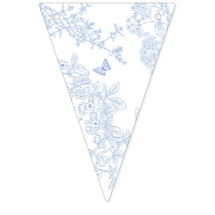 Blue Chinoiserie Toile de Jouy Wedding Save Date Bunting Flags