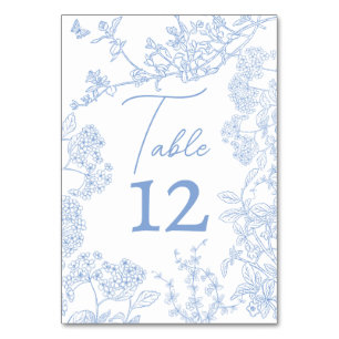 Blue Chinoiserie Toile de Jouy Wedding Save Date Table Number