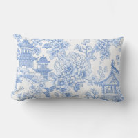 Blue Chinoiserie Toile Dragon Cherry Blossom