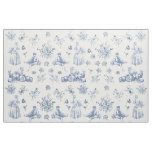 Blue Chinoiserie Toile Floral Pastoral French      Fabric