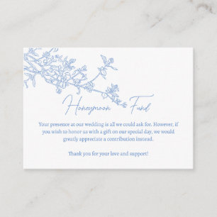 Blue Chinoiserie Toile Honeymoon Fund Wishing Well Enclosure Card