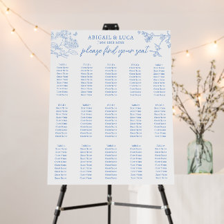 Blue Chinoiserie Toile Jouy Wedding Seating Chart Foam Board
