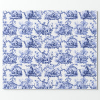 Blue Chinoiserie Toile Wrapping Paper