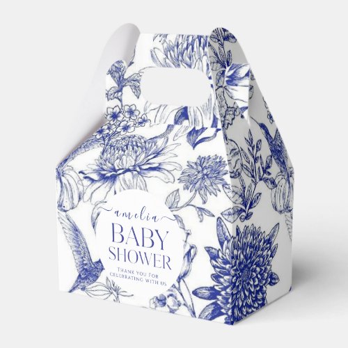 Blue Chinoiserie Victorian Floral baby shower Favor Boxes