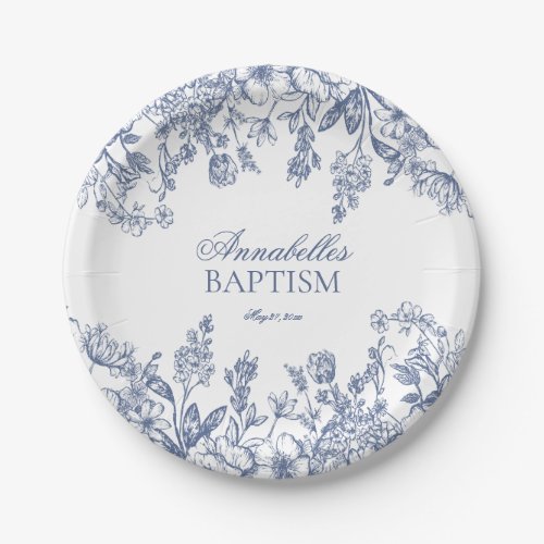 Blue Chinoiserie Vintag Floral Baptism Dessert