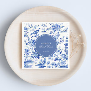 Blue chinoiserie vintage bridal shower napkins