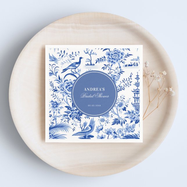 Blue chinoiserie vintage bridal shower napkins (Creator Uploaded)