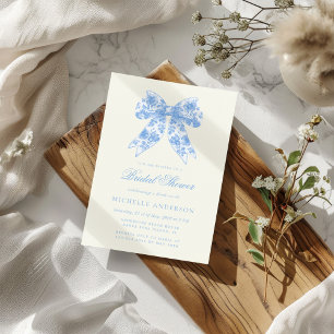 Blue Chinoiserie Vintage Floral Bridal Shower Invitation