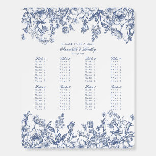 Blue Chinoiserie Vintage Floral Seating Chart Foam Board