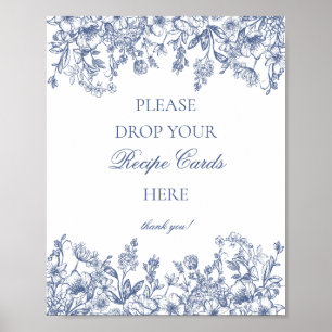 Blue Chinoiserie Vintage Floral Share a Recipe Poster