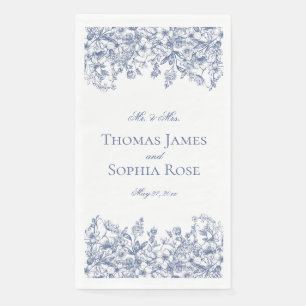 Blue Chinoiserie Vintage Floral Wedding Paper Guest Towels
