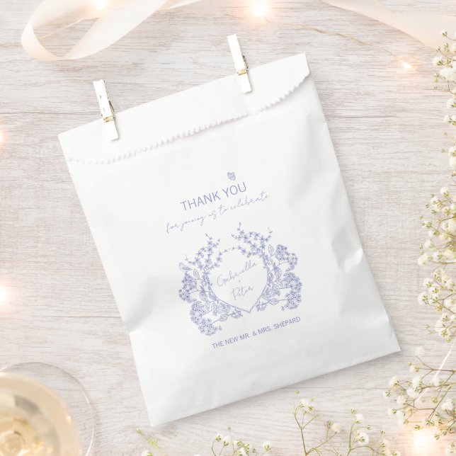 Blue Chinoiserie Wedding Favor Bag (Clipped)